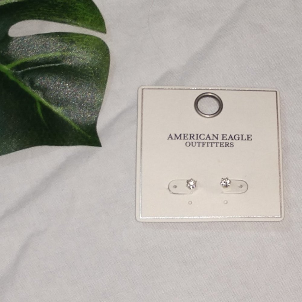 🌺American Eagle Small Round Crystal Stud Earrings